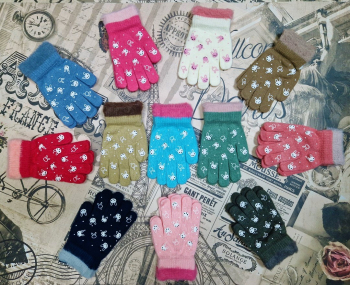 перчатки(3-9 лет) для девочек пр-во Китай в интернет-магазине «Детская Цена»